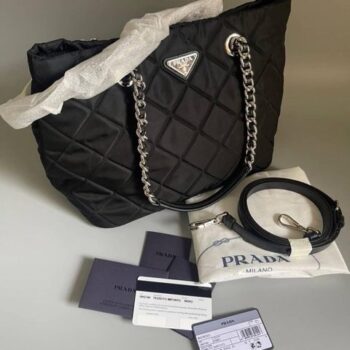 RADA Quilted Tessuto Nylon Chain Shoulder Tote Bag ขายกระเป๋าprada ราคาถูก