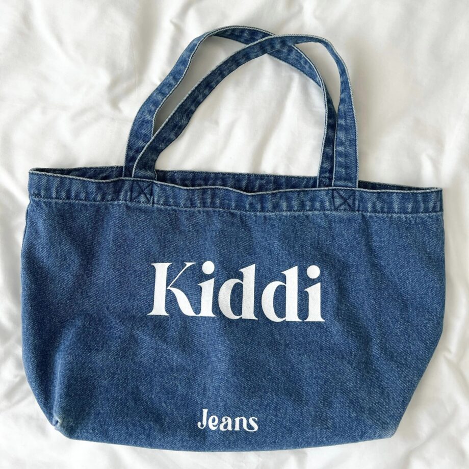 กระเป๋าผ้ายีนส์สกรีนลาย Kiddi jeans Tota bag