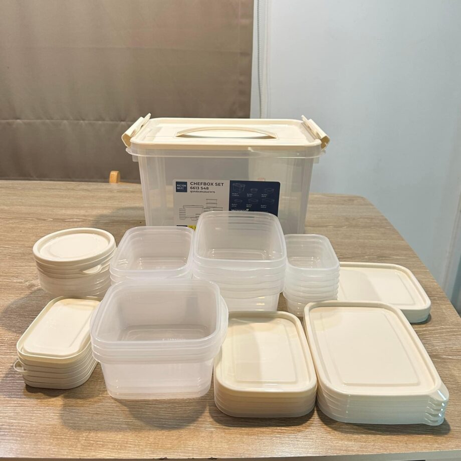 Micronware ชุดกล่องใส่อาหารสุดคุ้ม Chef Box สีมินิมอล รวม 48 ชิ้น