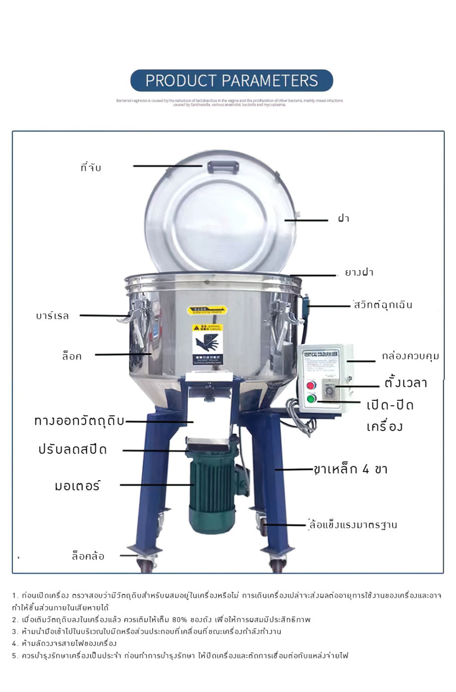 เครื่องผสมอเนกประสงค์ ผสมอาหาร ผสมยา ผสมเม็ดพลาสติก และอื่นๆ  MM1