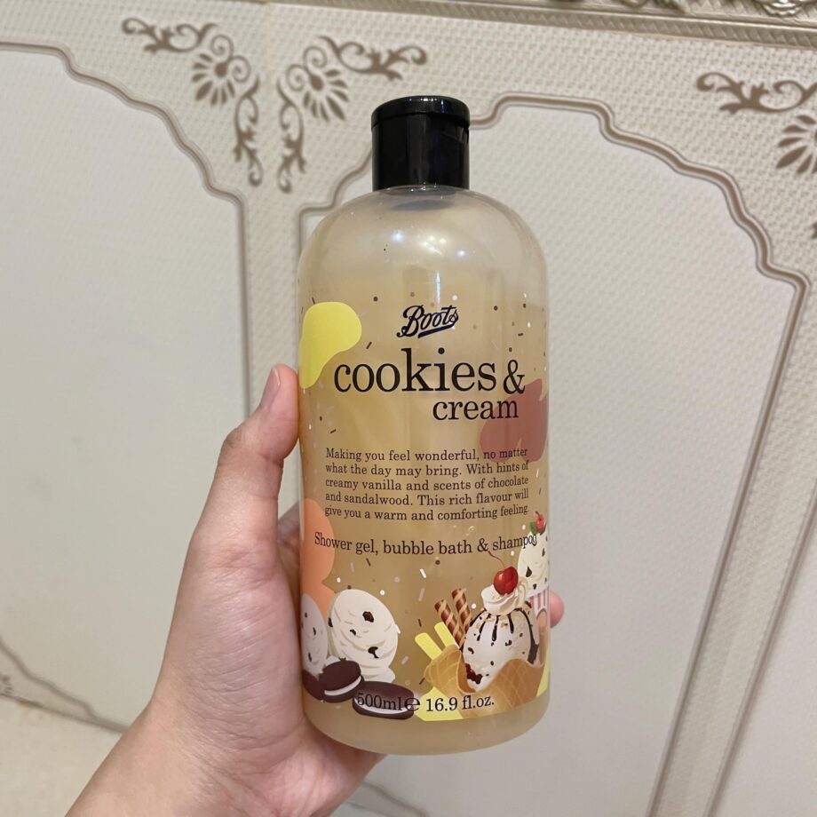 BOOTS Cookies & Cream Shower Gel, Bubble Bath & Shampoo 500ML Flavour Collection